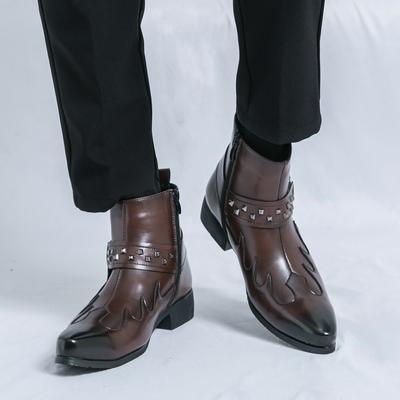 Fashion Luxury Brand Men's Boots Fashion Side Zipper Chelsea Leather Boots Classic Gentleman Pointed Business Office Casual Dress Boots