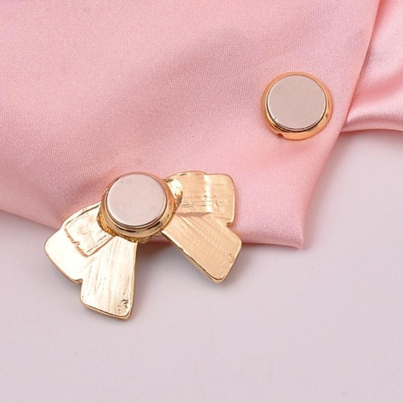 New Enamel Bowknot Magnet Brooch Safe Hijab Pins Fashion Scarf Shirt Collar Luxulry Gifts For Women Clothing Accessories