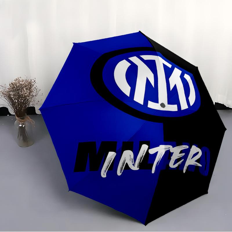 1pc I-Internazionale Milano (2) Umbrella, Sun Protection, And UV Shielding. It Has Eight Sturdy Ribs for Outdoor Use And Perfect As a Holiday Gift
