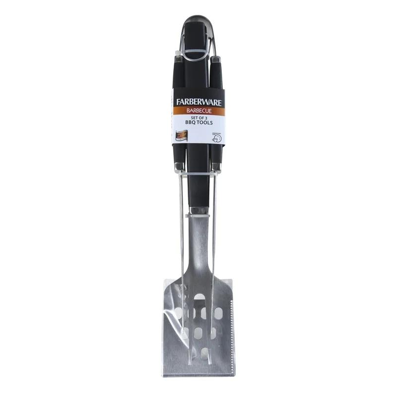 Professional 3 Piece BBQ Tool Set Stainless Steel Turners Tongs Meat Fork Kitchen Grilling Accessories Dishwasher Safe