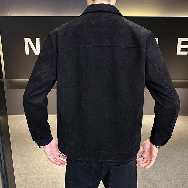 ROMON Men's American Retro Suede-like Lapel Casual Jacket
