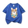 Welsh Corgi Surrounded Colorful Blooms Graphic Tee Kids 100 Cotton Crew Neck T Shirt Cute Puppy Print Short Sleeve Stylish Top