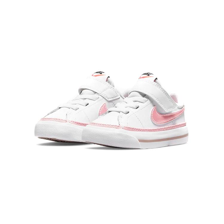 New Nike Court Legacy Anti-Slip And Wear-Resistant Breathable Low-Top Toddler Shoes Pink White Infant And Toddler DA5382-110