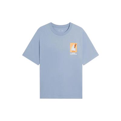 Li Ning X Phil Hackett Künstlerische Zusammenarbeit Cartoon-Muster Bedrucktes Locker Sitzendes Rundhals-T-Shirt Unisex Oberteile Weichgraublau AHSS859-1