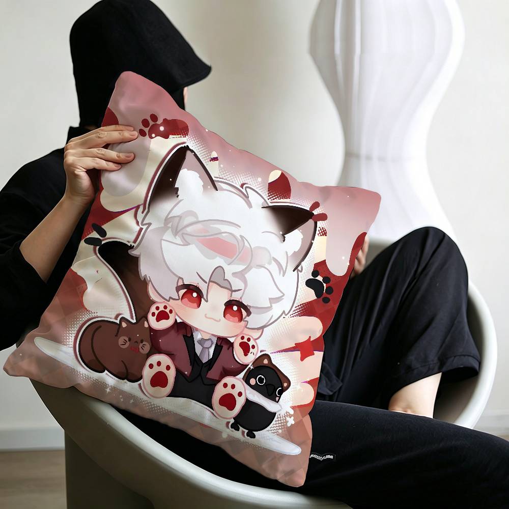 cute Love and Deepspace Sylus chibi art Personalized picture text home decorative pillows Household Gifts 45x45cm