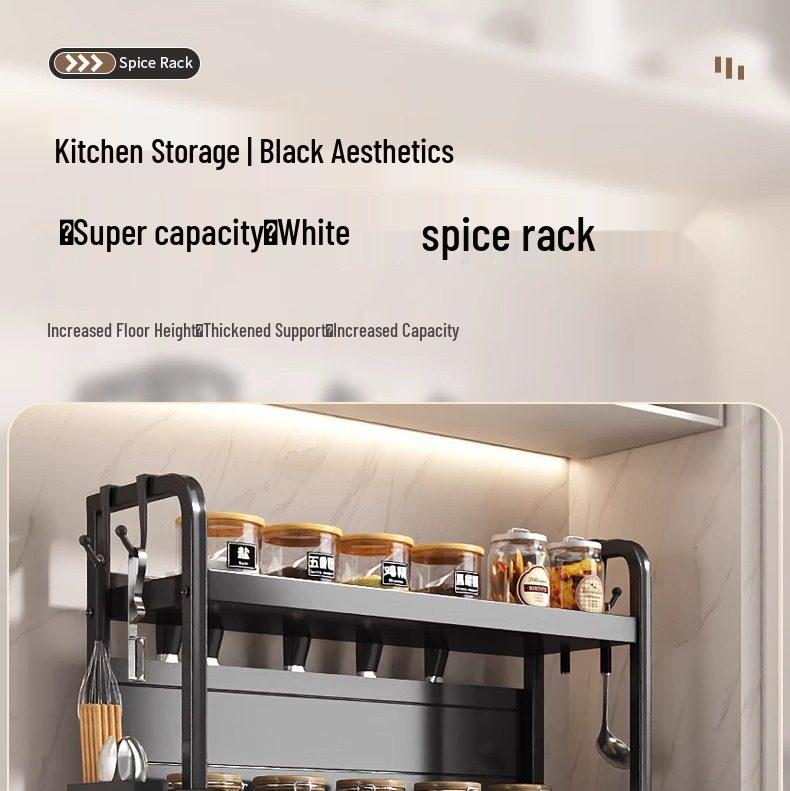 Multifunctional Kitchen Countertop Seasoning Rack with Salt Storage Jars