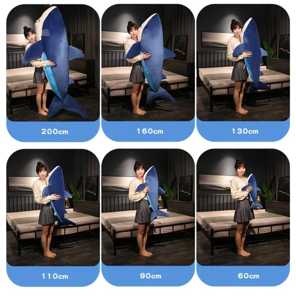 90cm Plush Giant Shark Toy Sea Fish Doll Animals Long Sleeping Pillow Cushion Stuffed Birthday Gifts For Boys Baby