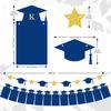 Whaline 2Pcs Graduation Photo Banner, Congrats Grad Banner, No DIY Require Hanging Bunting, Kindergarten to 12th Grade Picture Garland with Blue Gold