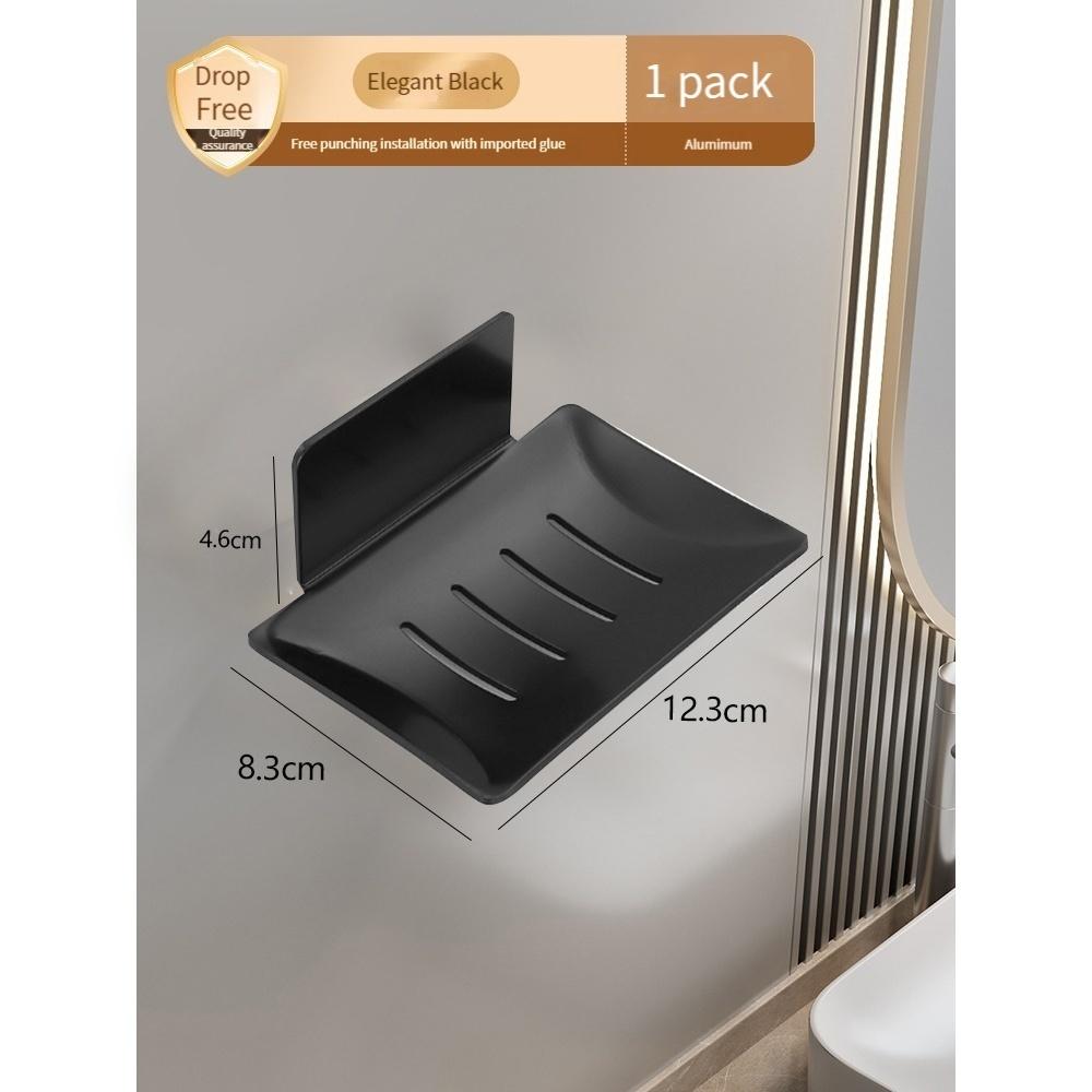 No Need For Drilling Aluminum Alloy Soap Holder Bathroom Soap Dish With Drain Water Wall Mounted Soap Box Bathroom Accessories
