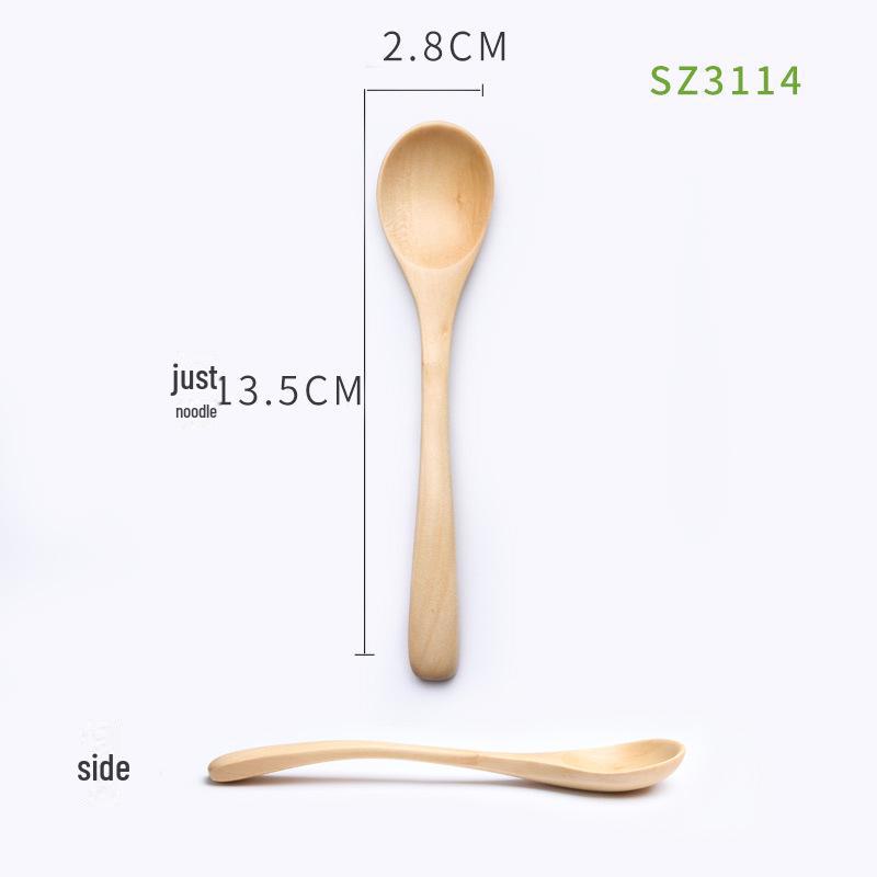 Long-Handled Japanese Wooden Spoon for Rice, Desserts, Coffee, Honey, Jams, and Powder - Engraved Tableware