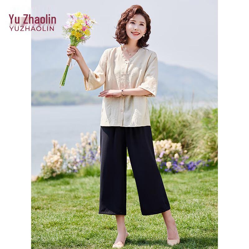Yu Zhaolin Women's Cotton Linen Summer Two-Piece Set