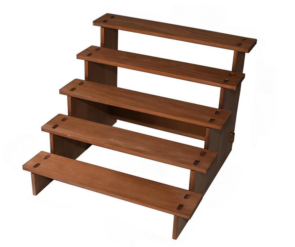 Rowaica Wooden Tabletop Display Stand, Staircase, Tiered Platform for Figures, Acrylic Stands, and Collections (Five Tiers)