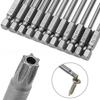 11PCS 1/4" Hex Bits Driver Tamper Proof Security Drill Magnetic Bit Set Torx Screwdriver Flat Head F1FC High Quality 50/100mm