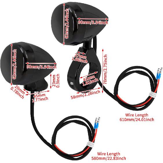 HDBUBALUS Front Rear LED Bullet Turn Signal Light 39/41mm Plastic Fork Clamp Indicator Blinker Fit for Harley Sportster Dyna Bobber Suzuki Kawasaki