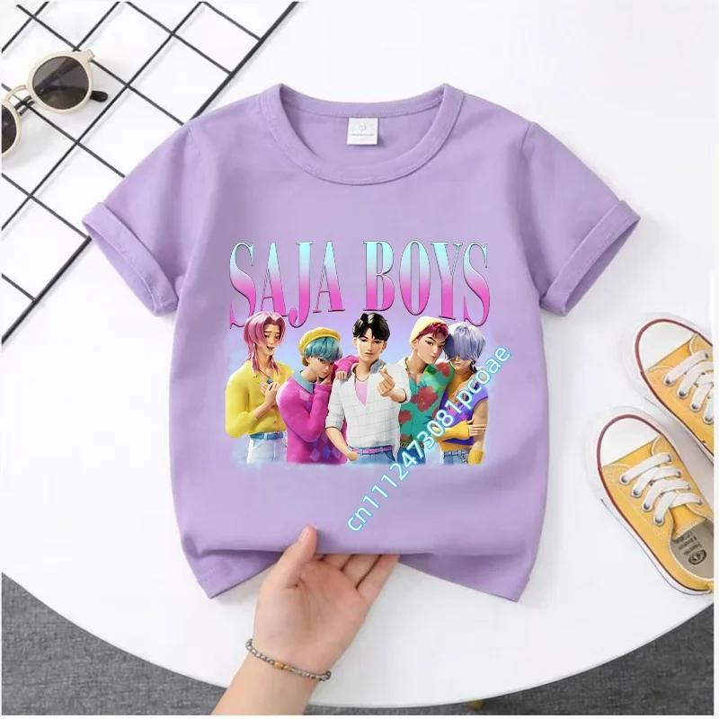 Kpop Demon Hunters Children's T Shirt Women Short Sleeve Saja Boys Kids Tee Kpop Demon Hunters TshirtBoys Girls Family Clothing