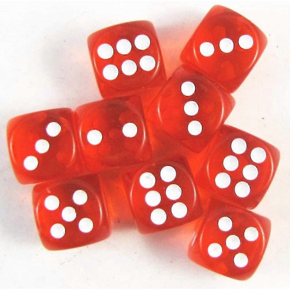 Ensemble de dés à 6 faces Dés Arrondis Couleur Translucide Dés de Jeu de Société Enseignement Mathématiques Ensemble de dés (10 Pièces Rouge) Deux