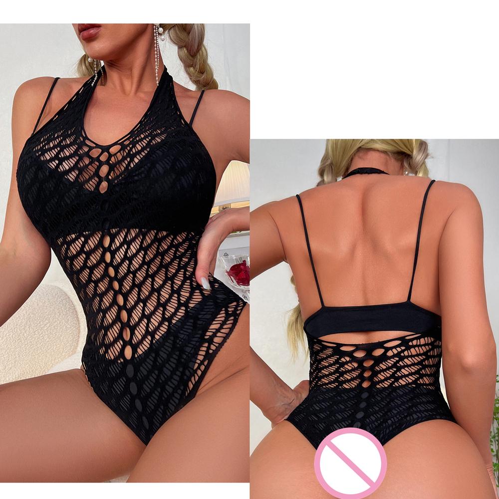 New Sexy Bodycon Lingerie Outfits Women Mesh Transparent Temptation Bodysuit Erotic Fishnet Slim Jumpsuit Costume Nightgown