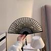 Retro Ink Orchid Silk Folding Fan  Chinese Style Ancient Lotus Hand Fans Close Friend Gift Classic Hanfu Decorated Crafts