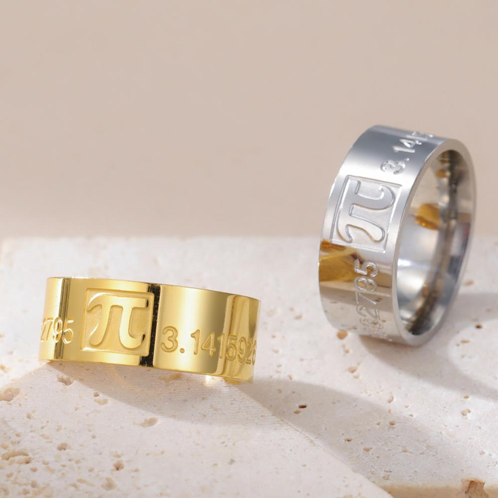 Dawapara Pi Symbol Ring Greek Letter Pi Stainless Steel Wedding Band Mathematical Jewelry Math Lovers Birthday Gifts