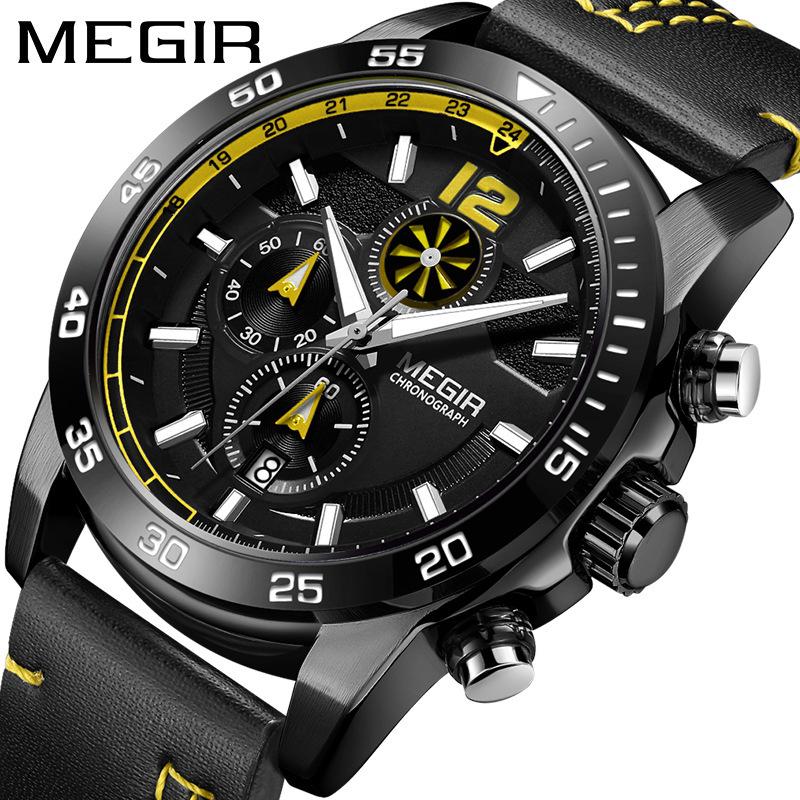 Men'S Watch, Fashion Timing Waterproof Leather Sports Quartz Men'S Watch 2131G