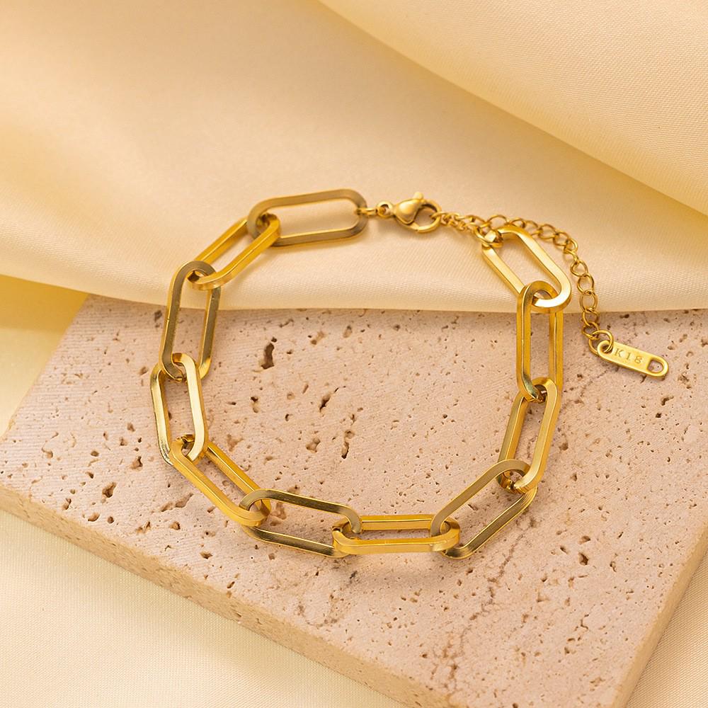 18K Gold Trendy Cuban Link Necklace: European & American Style, Non-Fading, Fashionable Personalized Chain, High-End Jewelry.