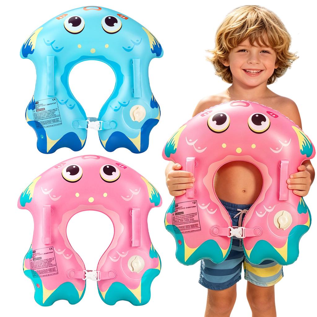 Aufblasbarer Baby-Nackenschwimmring für Schwimmsicherheit Verstellbares Aufblasdesign per Knopfdruck Anti-Kipp-Baby-Schwimmring mit Griffen und Sicherem Verschluss
