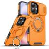 KEYSION 360° Rotating Ring Stand Phone Case for iPhone 17 Silicone+PC Slide Camera Protection Magnetic Shockproof Back Cover