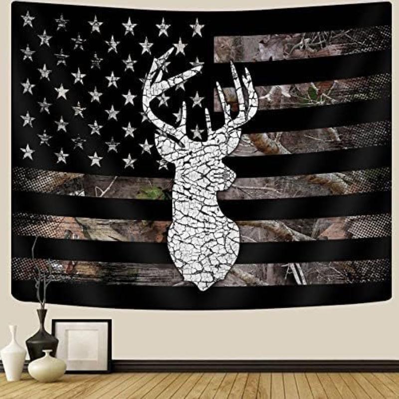 Retro Gothic Tapestry Mushroom Skull Elk Wall Hanging for Bedroom Esports Room Bar Home Decoration 100X70CM