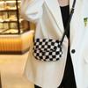 Black and White Plaid Shoulder Messenger Bag Bag Woman