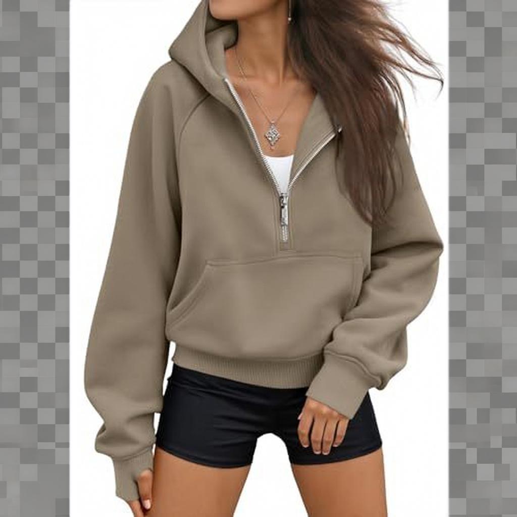 Women's Half Zip Hooded Long Sleeve Casual Sweatshirt Color