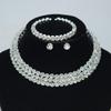 Gold & Silver Rhinestone Jewelry Set: Choker, Bracelet, Stud Earrings, & Necklace