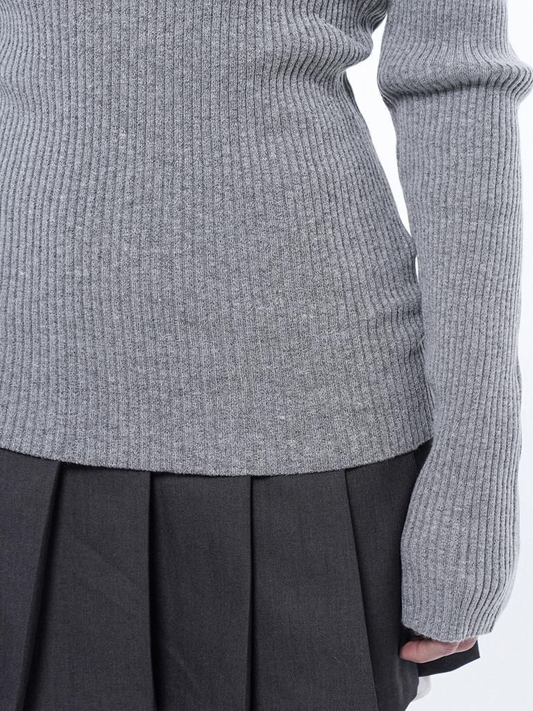 Chaenseseunoi Slim Fit V-Neck Ribbed Knit Grey/W251Tp04Gr