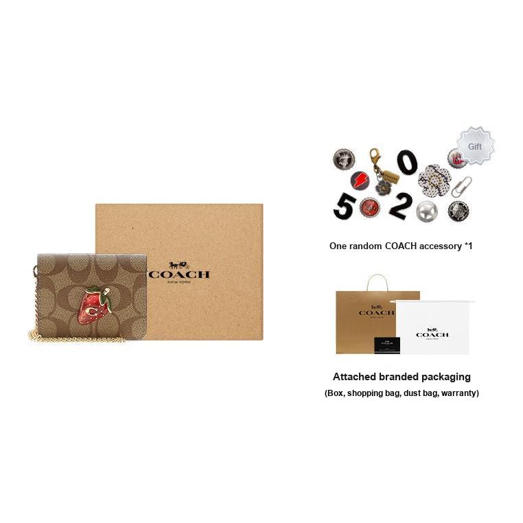 New COACH Cow Leather Shoulder Bag, Crossbody Bag, Wallet Mini Women's Brown & Red CH355-IMVGQ