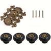Vintage Ceramic Handles Elegant Vanity Kitchen Petal Cabinet Knobs Zinc Alloy Base Backplate Cabinet Wardrobe Drawer Door Handle