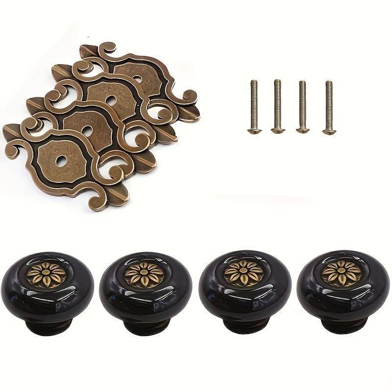 Vintage Ceramic Handles Elegant Vanity Kitchen Petal Cabinet Knobs Zinc Alloy Base Backplate Cabinet Wardrobe Drawer Door Handle