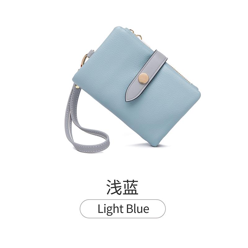 

Новый однотонный женский кошелек, тройной карман для карт, ПУ, многофункциональный кошелек с окошком для кредитных карт, застежкой-молнией и ремешком на запястье