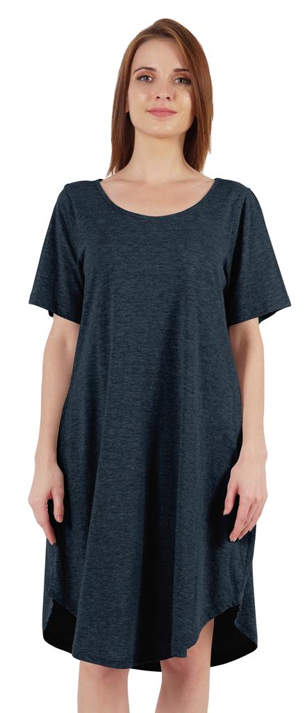 Inkmeso Noční košile pro ženy s krátkým rukávem W Noční košile s kulatým výstřihem Jersey tunika
