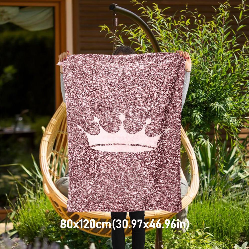 

1pc Crown Glitter Outdoor Flannel Blanket Soft Warm All-Season Throw for Sofa Bed Car Camping Office, Cozy Gift Idea1239S 80x120cm(31x47inch)