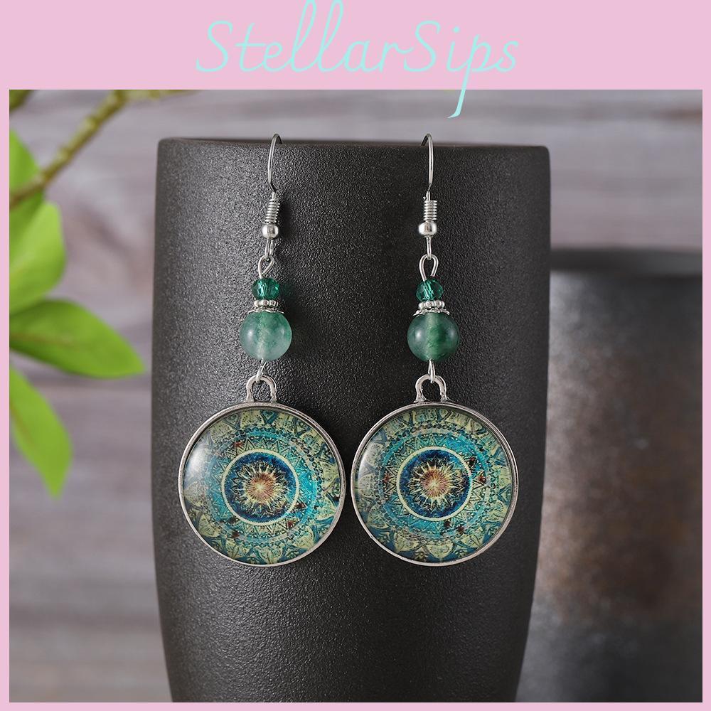 Dazzling Vintage Floral And Geometric Drop Earrings With Stunning Electroplated Finish