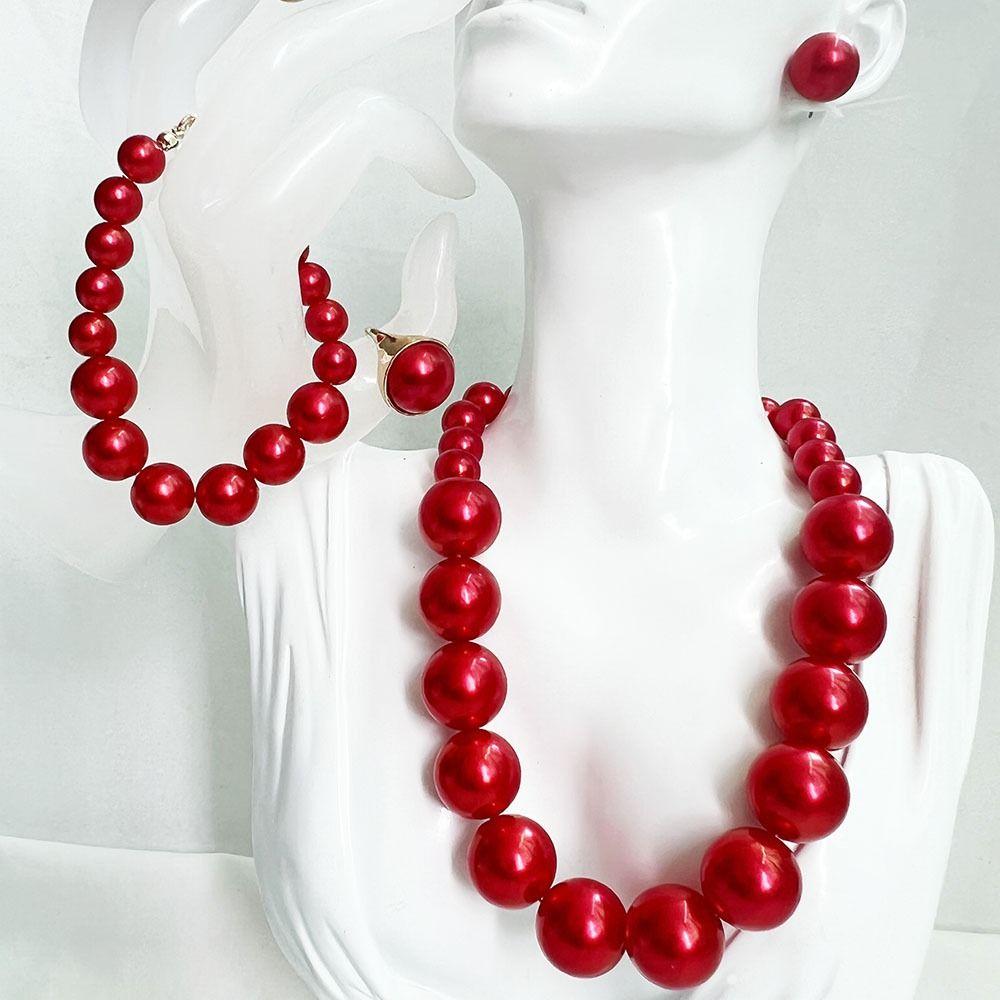 Retro Elegant Imitation Pearl Jewelry Set Light Luxury French Pearl Necklace  Banquet