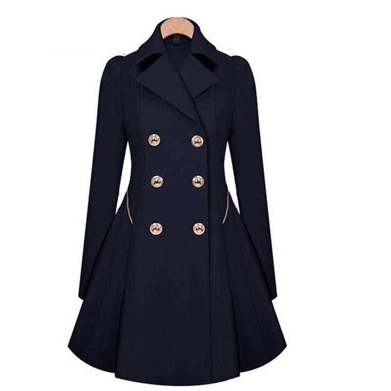 Women's Solid Double Button Pocket Overcoat Casual Coat Long Sleeve Neck Outerwear Winter Trendy Women's Party Outfit Clothes For Daily Wear Jackets