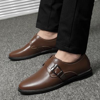 Men's One-pedal Formal Casual Leather Shoes Men's First-layer Cowhide Buckle Large-size Foot Leather Shoes