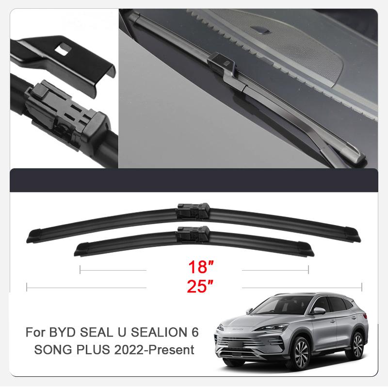 2PCS Car Blade Windshield Wiper Windshield For BYD ATTO YUAN PLUS CHAZOR KING DOLPHIN HAN SEAGULL MINI SEAL SEALION 7 SHARK SONG