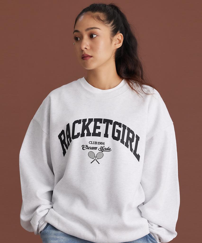 CREAM SODA LAB Racket Girl Light Gray Black Sweatshirt