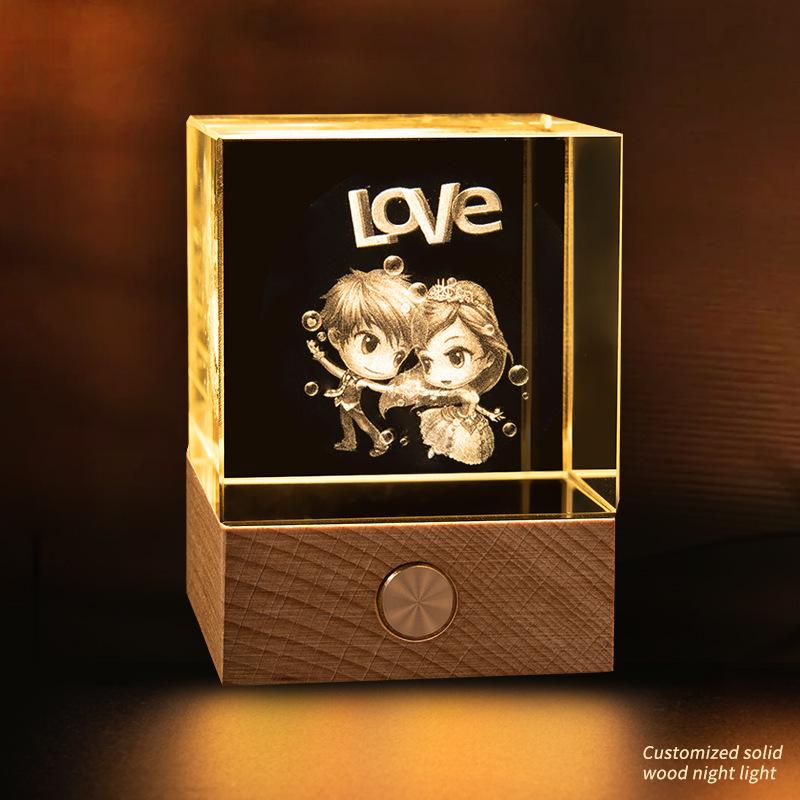 Starry Sky Cube Crystal Night Light: Creative Bedside Atmosphere Lamp