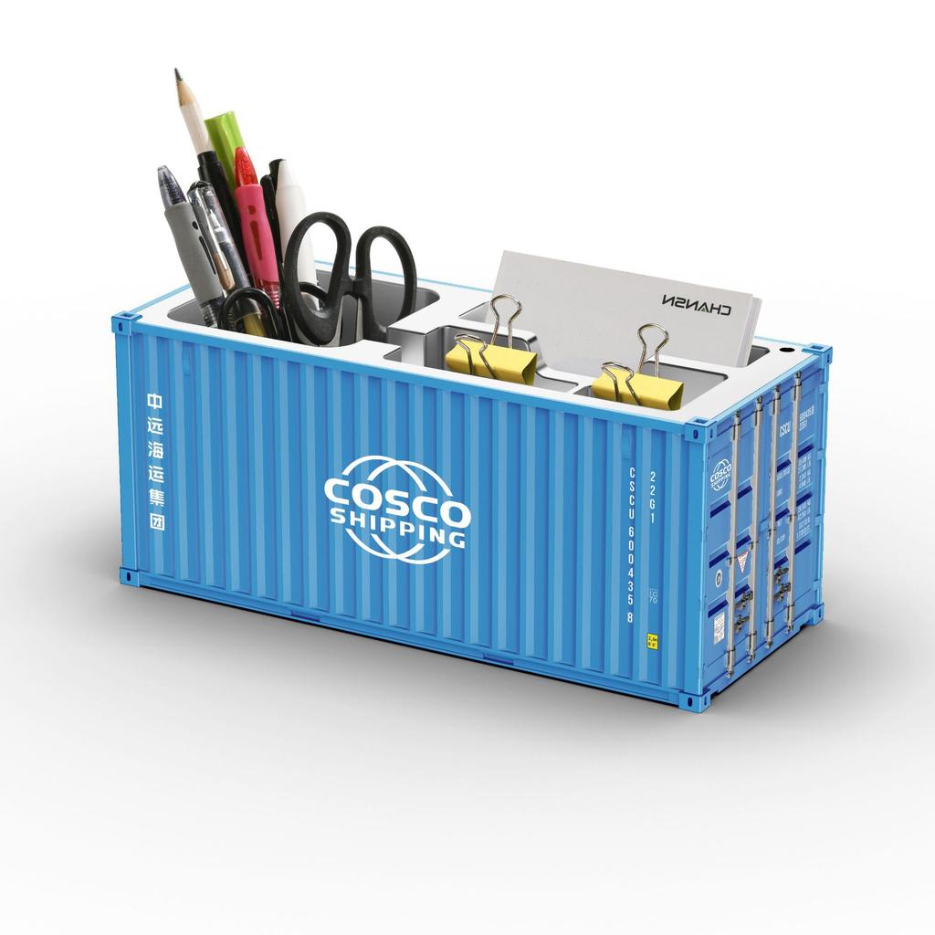 Simulated Ocean Freight Container Model Pen Holder Storage Box New Plastic Storage Box Desktop Storage Rack