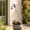 Solar Garden Lights Kingfisher Stake Light, Metal Bird Yard Art with Hanging Lantern, Auto-On Powered Outdoor Decor LED Waterproof Patio Decoration