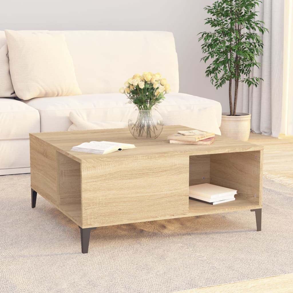 Vidaxl Stolik Kawowy, Dąb Sonoma 80X80X36,5 Cm Materiał Drewnopochodny