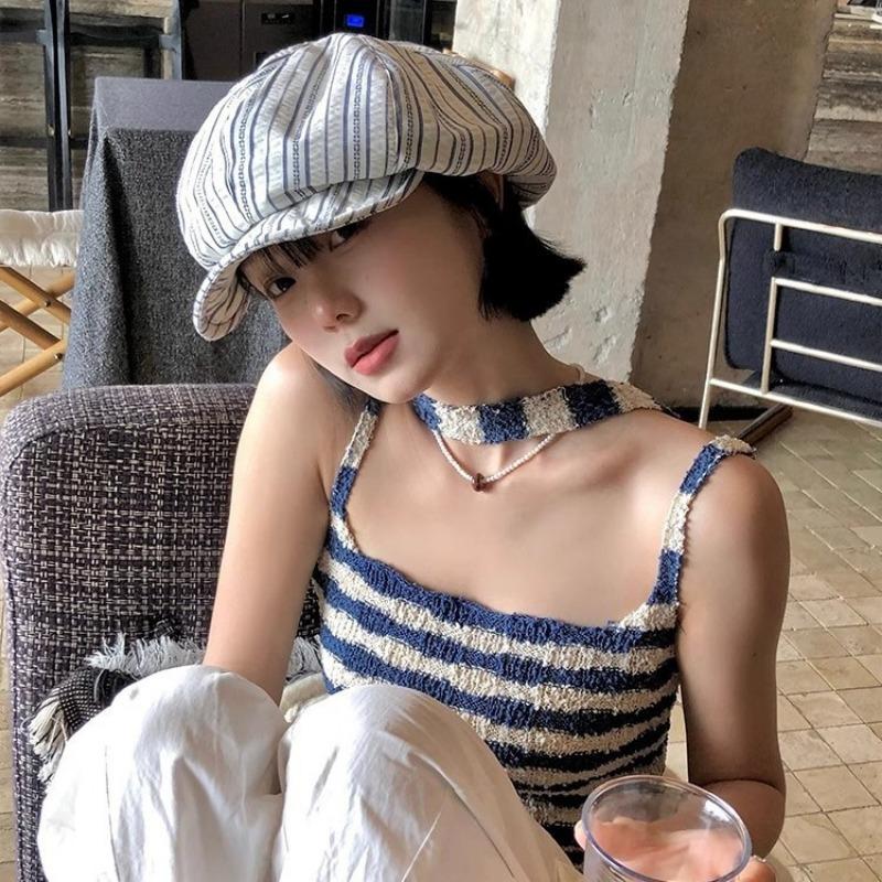 Autumn Beret Women's Irregular Folds Big Head Circumference Octagonal Hat High-end Women's Hat Spring and Summer Show Small Face