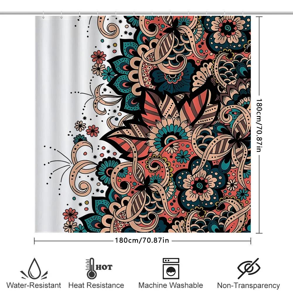 Elegant Floral Pattern Shower Curtain Adds Artistic Charm to Your Bathroom Decor Waterproof Polyester Fabric  Easy-Clean